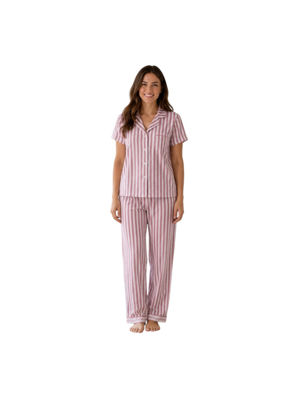 Laura Ashley Pink Striped 2-Piece Pajama Set Women’s Medium